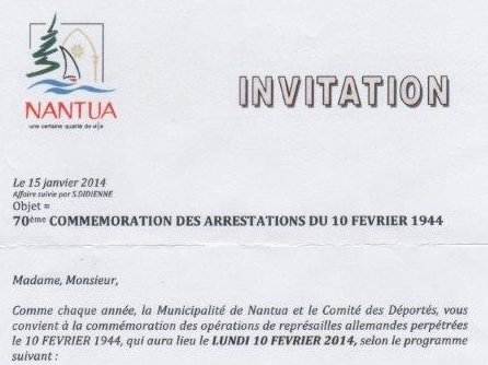 70ème COMMEMORATION DES ARRESTATIONS DU 10 FEVRIER 1944