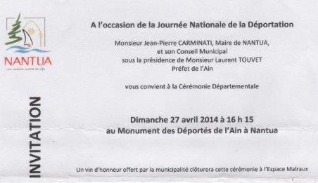Journée Nationale de la Déportation 27 AVRIL 2014